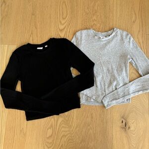 Set of 2 Aritzia TNA Cropped Rib Long Sleeves